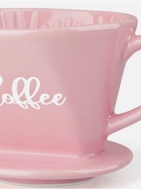 Pink Ceramic Coffee Dripper with White 'Coffee' Script
